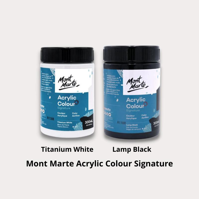 Màu sơn acrylic Mont Marte Signature 300ml đen trắng, màu vẽ trên mọi chất liệu