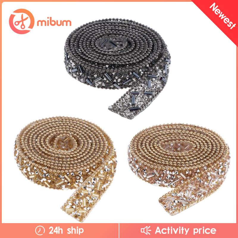 Cuộn Dây Ruy Băng Đính Đá Pha Lê Dài 1 Yard 1.5cm Dùng Trang Trí Quần Áo