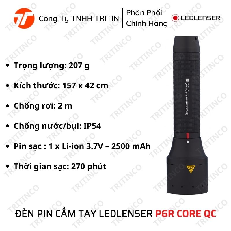 Đèn Pin Cầm Tay P6R Core LEDLENSER - 270 LUMENS - Tối Đa 110H Bảo Hành 7 Năm | TRITINCO