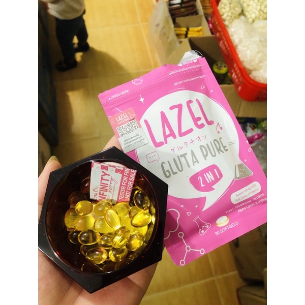Viên trắng da Lazel Gluta Pure 2in1 Thái Lan