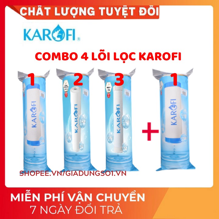 [UY TÍN SỐ 1] FREESHIP Bộ 3 lõi lọc nước KAROFI Chính Hãng | Bộ Lõi lọc nước 1-2-3 karofi chính hãng