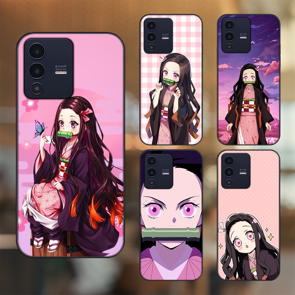 Ốp lưng Vivo V23 5G viền đen in hình Nezuko Kimetsu no Yaiba