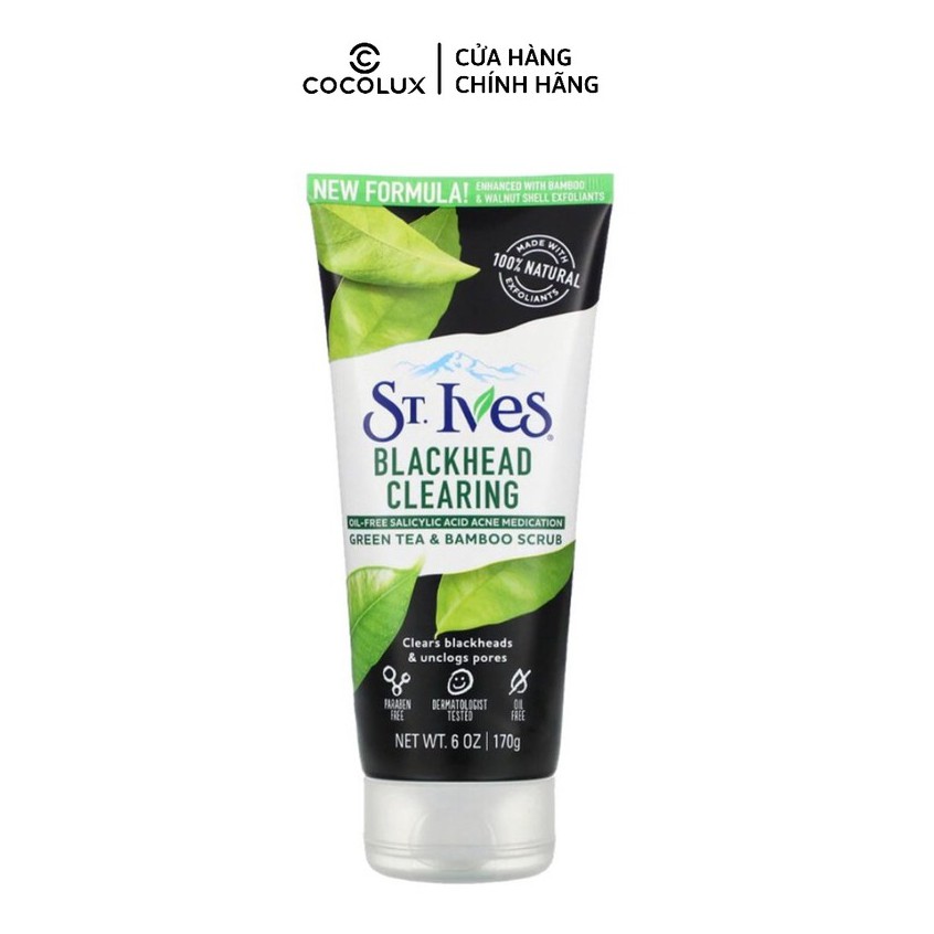 [COCOLUX] Sữa Rửa Mặt Sạch Mụn Đầu Đen ST.Ives Green Tea 170g
