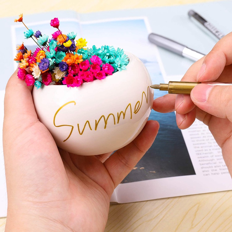 Bút lông màu vàng bạc 1.5mm chống thấm nước vẽ tranh thủ công đẹp mắt