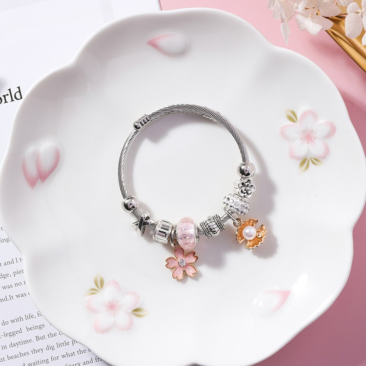 XiaoboACC Vòng Tay Mặt Hình Hoa Hồng Phong Cách Hàn Quốc