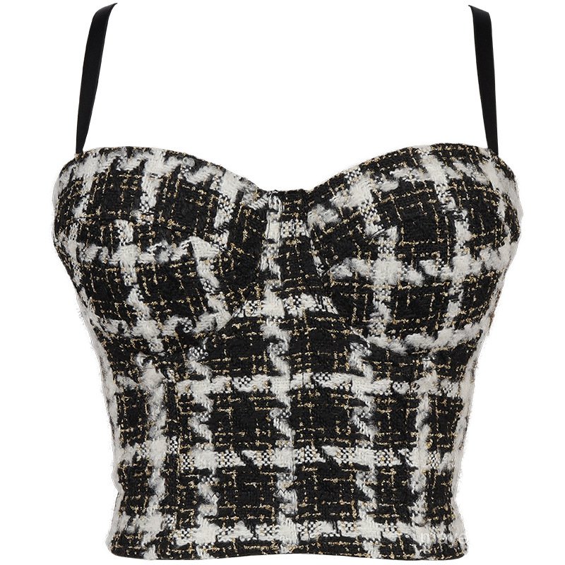 Feminine Fashion Checkered Two-Piece Tops