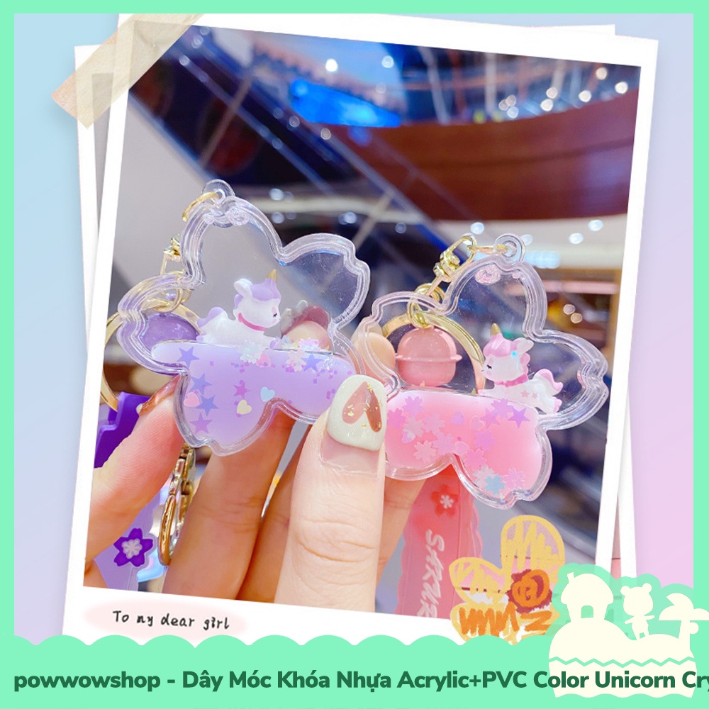 [Sẵn VN - Hỏa Tốc] Dây Móc Khóa Nhựa Acrylic+PVC Trong Suốt Mẫu Colorful Unicorn Crystal Transparent