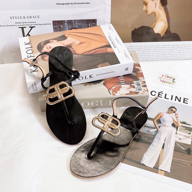 Sandal kẹp da nhũ khóa Đá O+ khoá B  (loại 1)