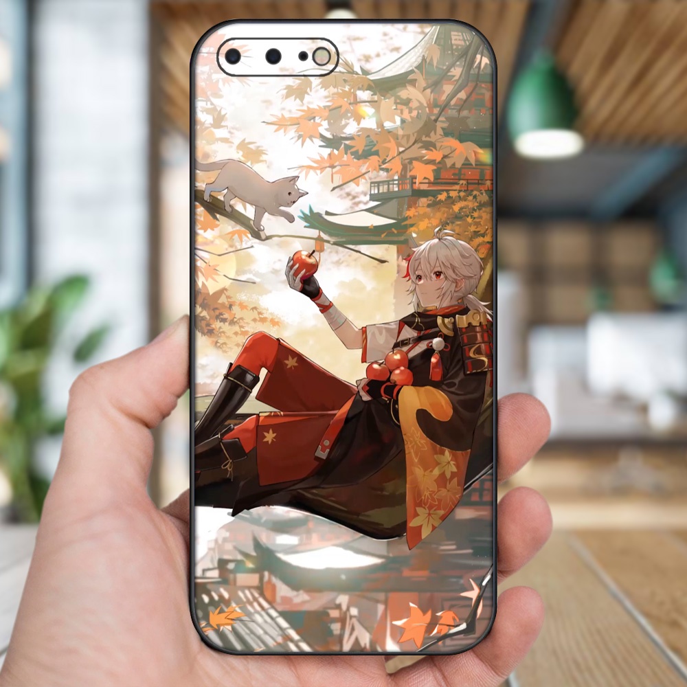 Ốp lưng iPhone 7 Plus, 8 Plus dẻo đen cạnh vuông in hình Kazuha Genshin Impact