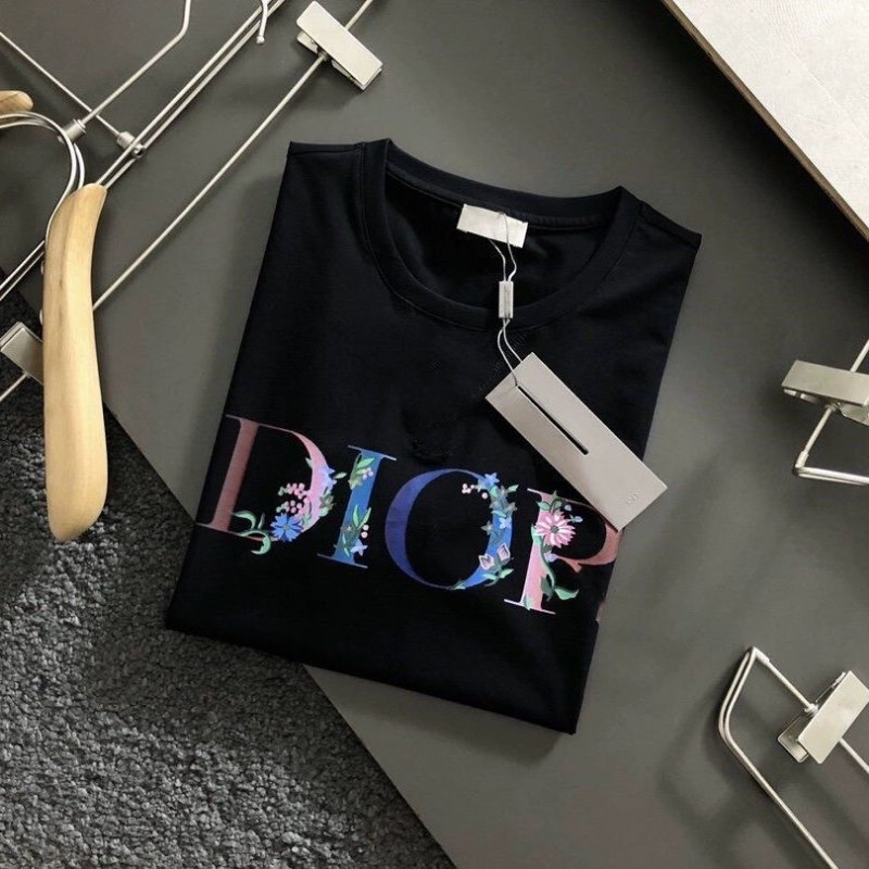 Áo Thun Dior In Chữ Nhiều Màu Sắc Và Phong Cách Châu Âu Mới [Phong Cách Cặp Đôi