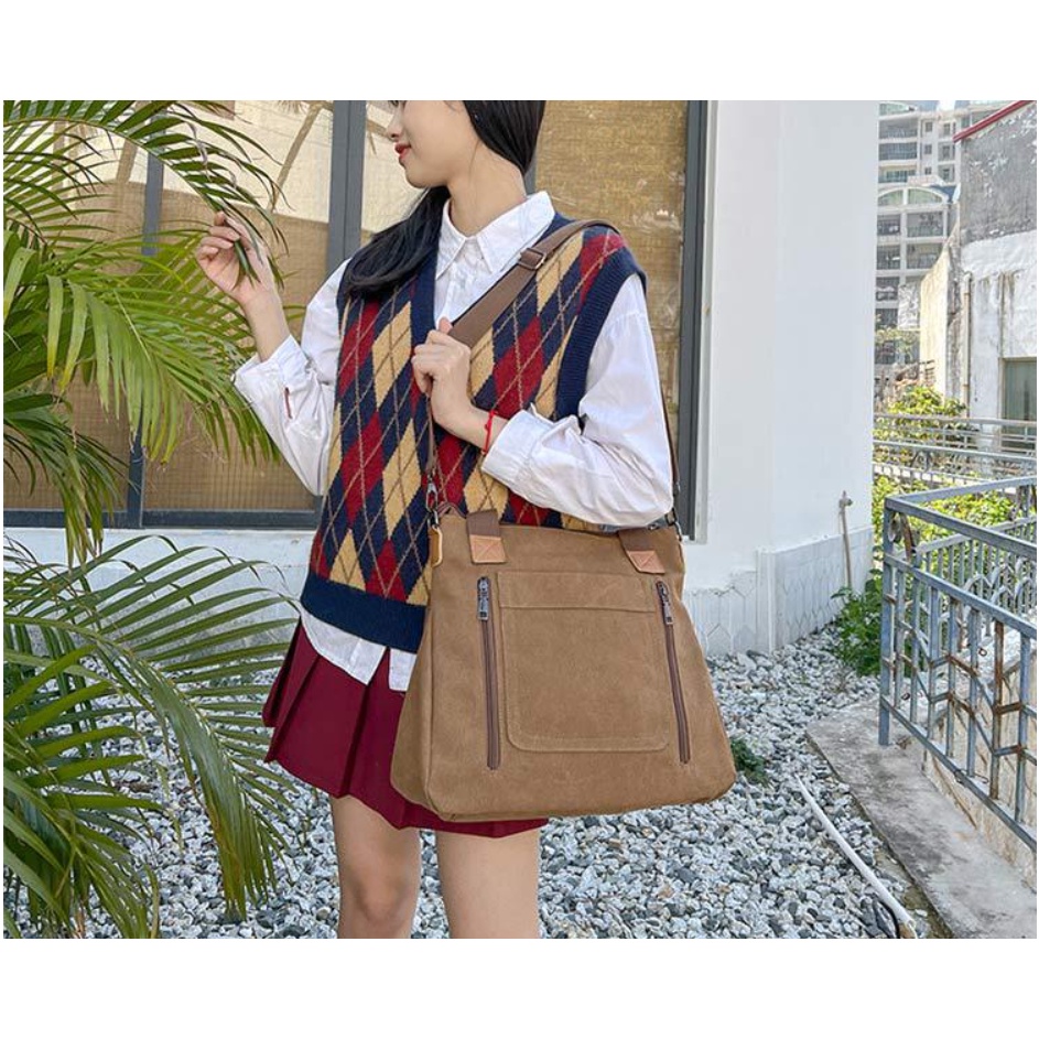Túi xách túi đeo vai nữ vải canvas thời trang cao cấp phong cách mới