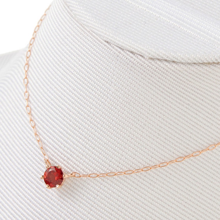 Dây chuyền nữ vàng hồng đính đá Garnet ESTELLE