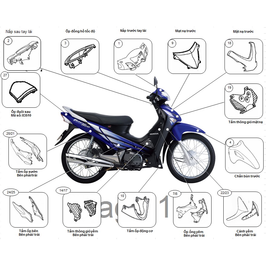 BỘ NHỰA HONDA FUTURE NEO ĐỜI 2006 - PHANH CƠ