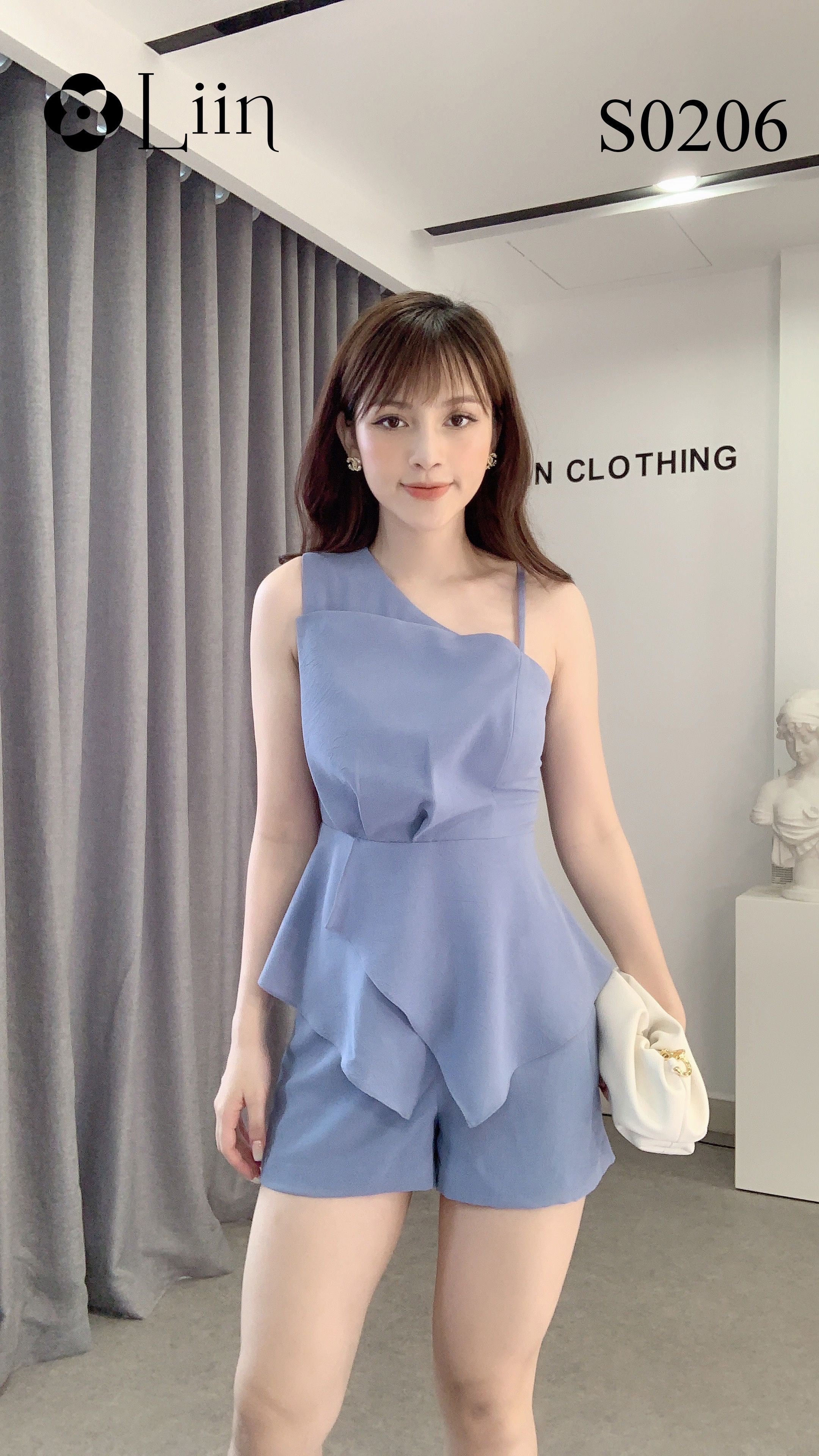 [Mã FAMALLT5 giảm 15% đơn 150k] Set quần áo nữ Linbi màu xanh, thiết kế sang chảnh xinh xắn liin clothing S0206