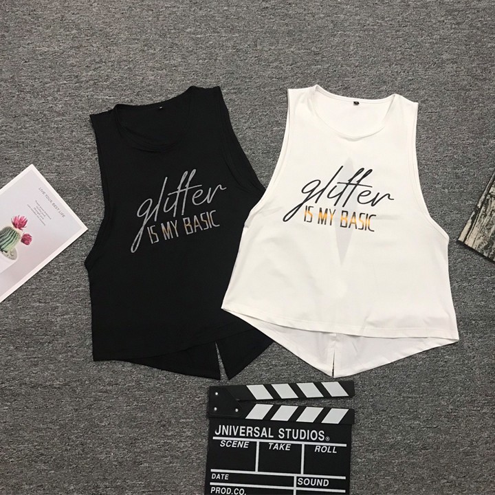 Áo tanktop nữ tập Gym - Yoga phối lưới lưng TANKGLITTER
