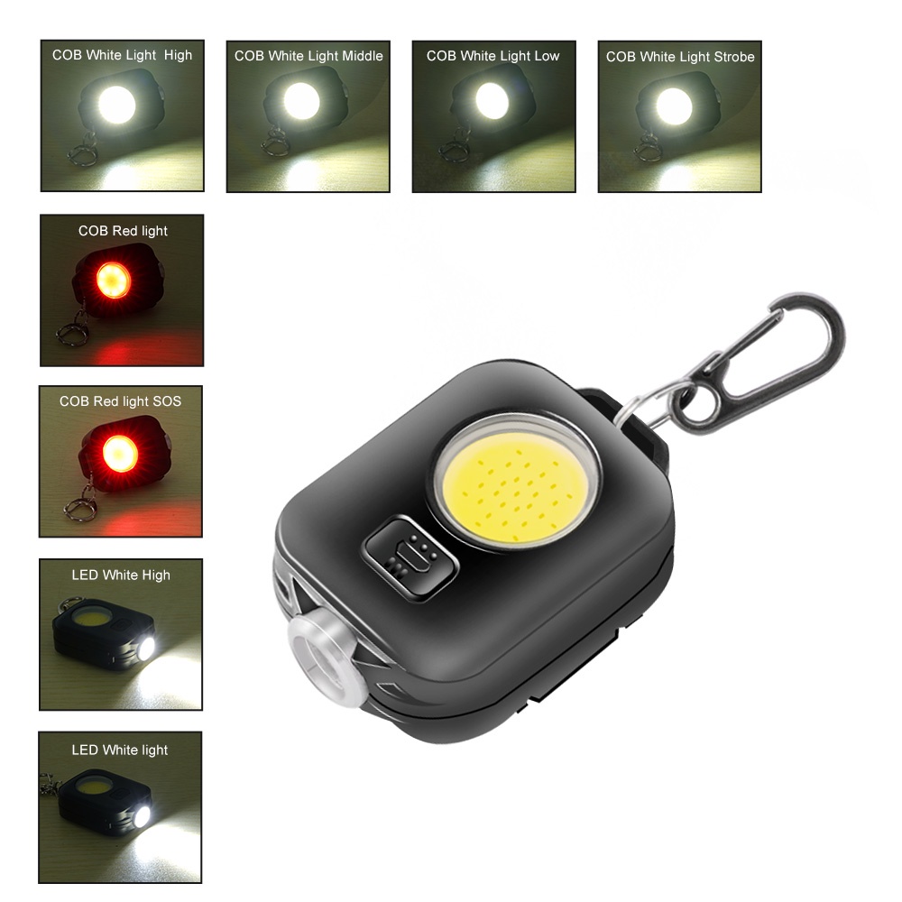 Móc Khóa Đèn LED COB Mini Siêu Sáng Từ Tính Pin 800mAh Có Thể Sạc Lại Tiện Dụng