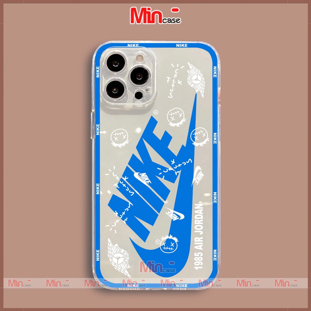 Ốp lưng iPhone Nike chống sốc viền vuông silicon trong suốt bvc cho iphone 6/6s/7/8/X/XS/XR/11/12/13 Pro Plus Max