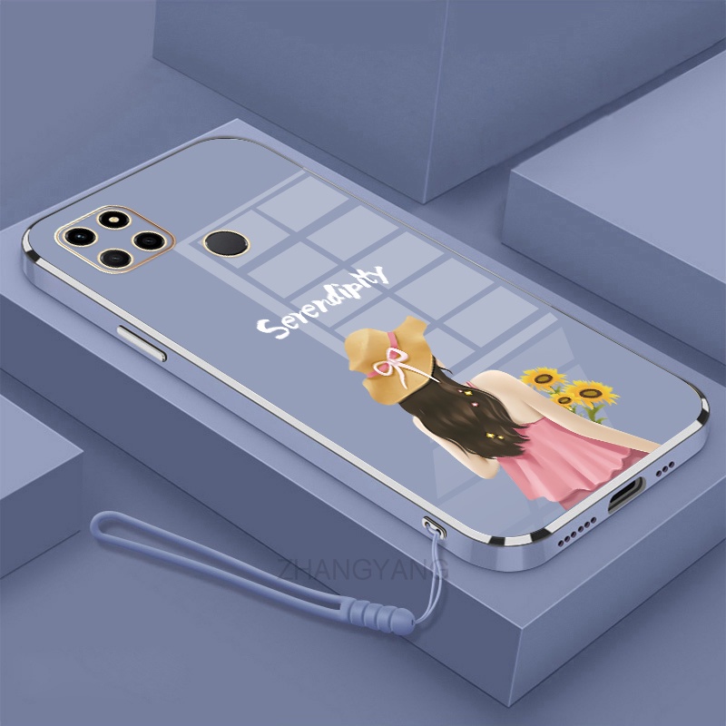 ốp lưng Realme c21y c25y c21 Ốp Điện Thoại TPU Silicon Viền Mạ Màu Hình Cô Gái Xinh Đẹp Cho Realme c21y c25y c21