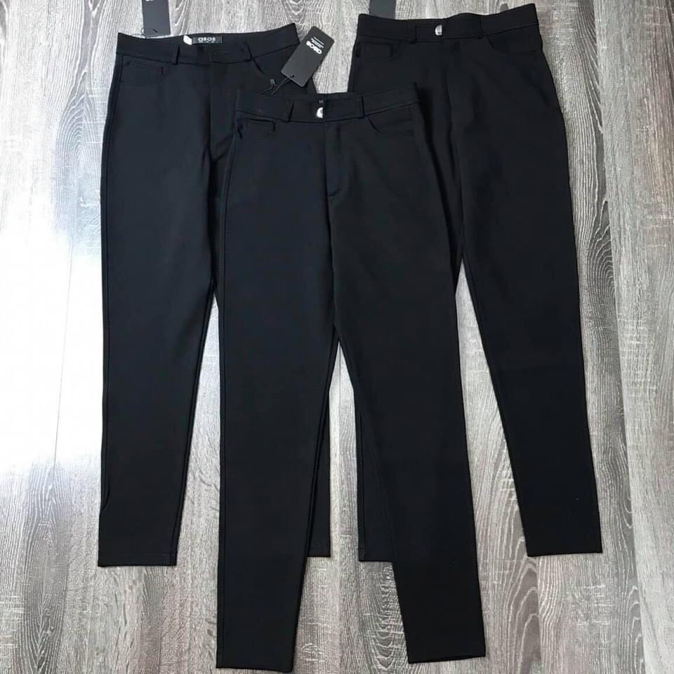 Quần tregging nữ lưng cạp cao dài dáng thun ôm bó legging skinny vải giữ nhiệt màu đen | BigBuy360 - bigbuy360.vn