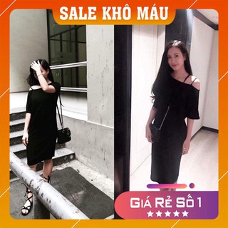 Váy ông lệch vai dây - Ảnh thật