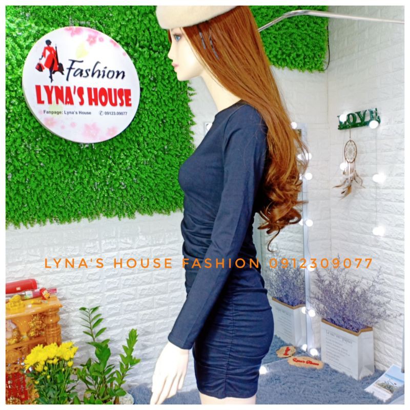 Đầm Nữ Váy Body 🌸 FREESHIP 🌸 Tay Dài Cổ Tròn Nhún Sườn Sang Chảnh LH110