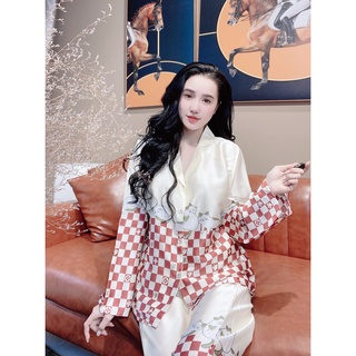 Pyjama lụa latin mèo chân hàng thiết kế