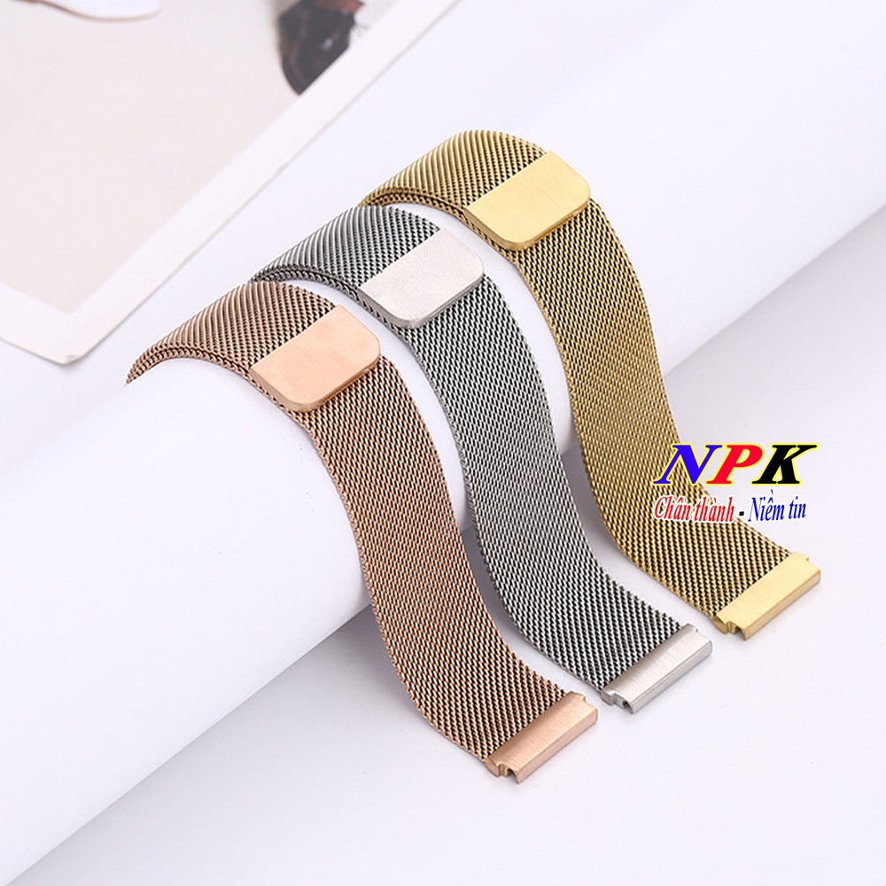 Dây Thép 20mm/22mm Thay thế cho Đồng Hồ với Chất Liệu Thép Milanese Loop Không Gỉ, Khóa Nam Châm