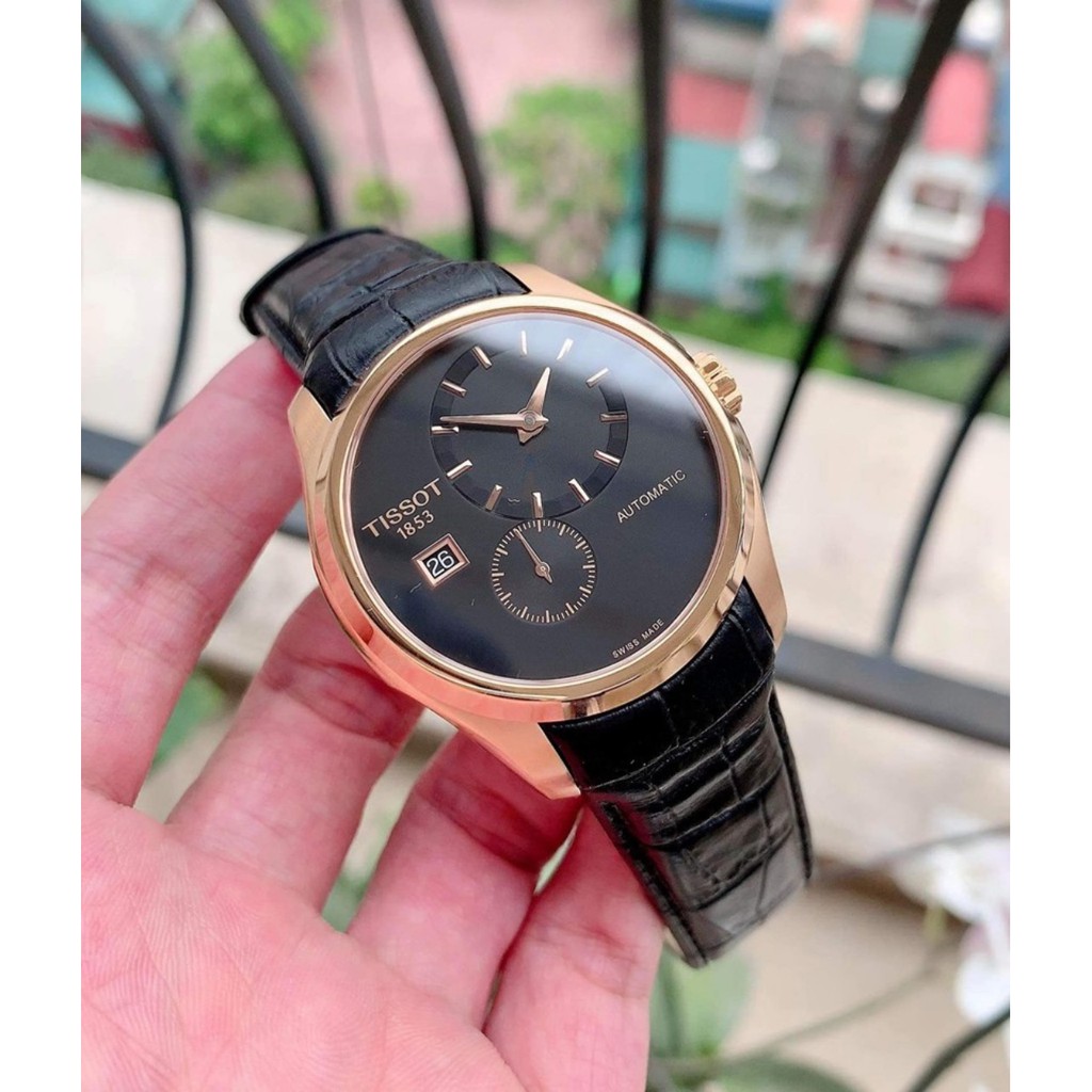Đồng hồ nam Tissot Couturier Black Dial Black Leather T035.428.36.051.00 - Máy Automatic cơ - Kính Sapphire
