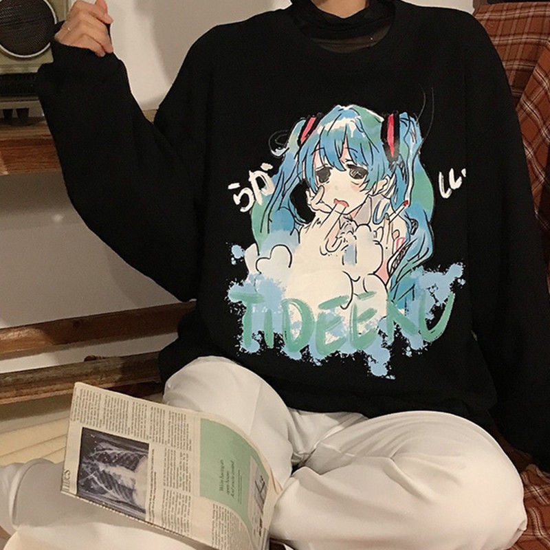 Áo Sweater Dáng Rộng Cổ Tròn In Hình Hatsune Miku Phong Cách Hàn Quốc Thời Trang Mùa Thu Mới Cho Nữ 2021 | BigBuy360 - bigbuy360.vn