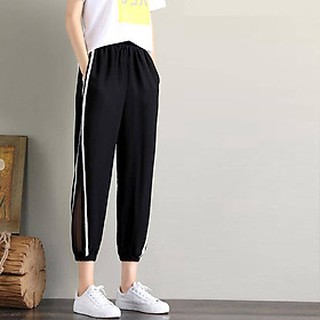 Quần baggy đũi sọc phối lưới siêu mát - thời trang hè thu