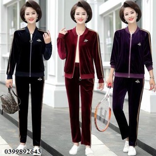 Bộ thể thao nhung lụa nữ tuổi Trung Niên hàng QCCC mã RLLW kèm ảnh thật minh hoạ