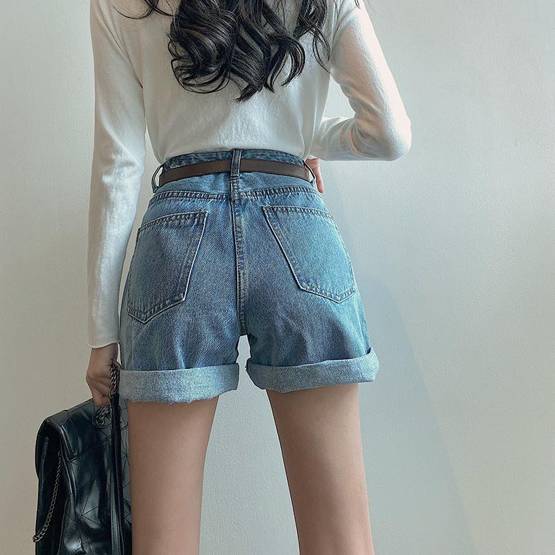 Quần short jean nữ ngắn sắn gấu lưng cao MSHA2