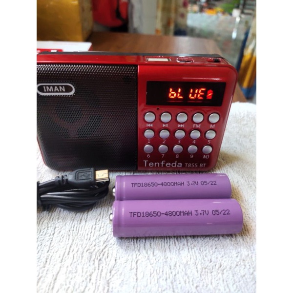 Máy-Loa-Đài,T855 +2Pin-Có Hỗ Trợ Bluetooth+ghi âm+Radio đài Fm.