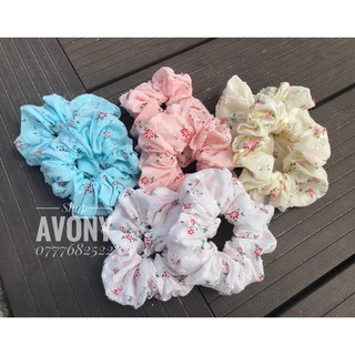 Cột tóc vải - Scrunchies - Cột tóc tơ bong in hoa