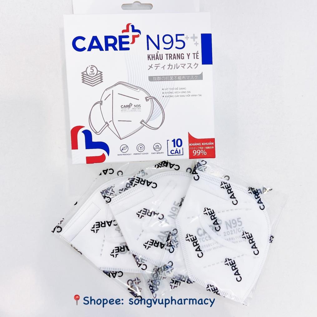 Khẩu trang N95 CARE - Khẩu trang y tế 5 lớp, kháng khuẩn, chống bụi siêu mịn (Hộp 10c)