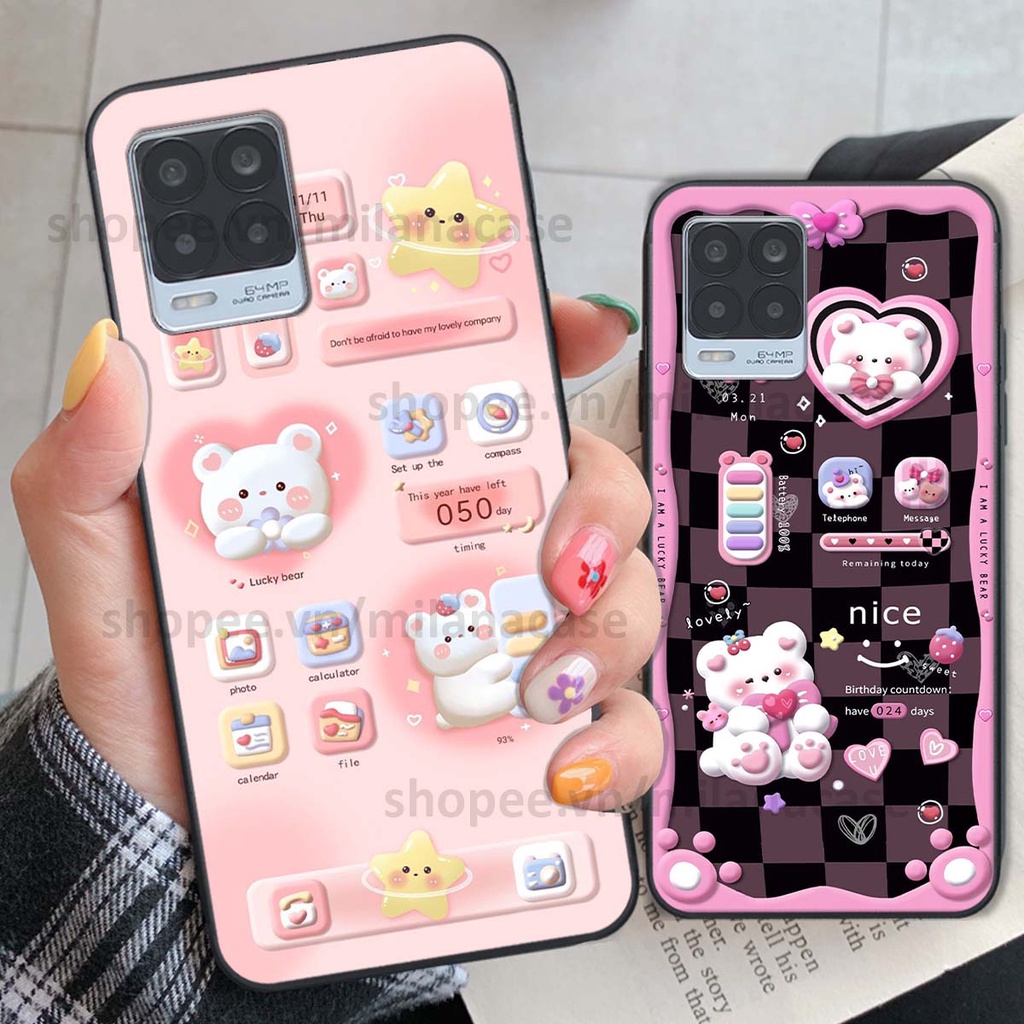 Ốp Realme 8 hình đồng hồ icon gấu mèo cute cực dễ thương ngộ nghĩnh