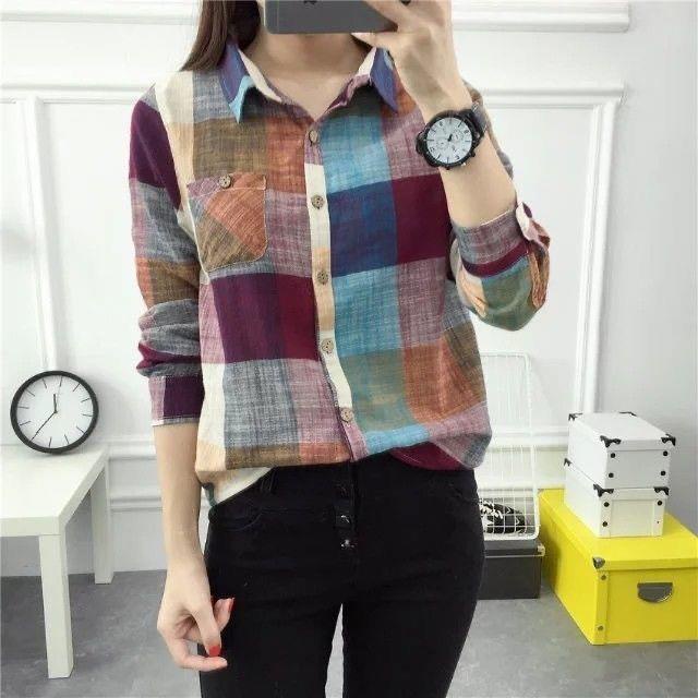 Áo Sơ Mi Cotton Lanh Tay Dài Dáng Rộng Phong Cách Hàn Quốc Thời Trang Xuân Thu Cho Nữ
