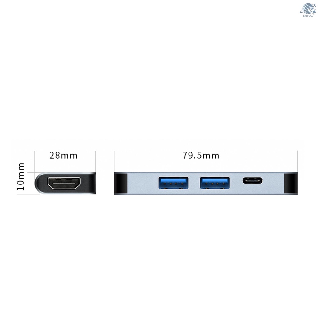 Bộ Chuyển Đổi Hub Tc17 4 Trong 1 Type-C Sang Hd 4k 2 Cổng Usb 3.0 Usb-C Cho Macbook Pro