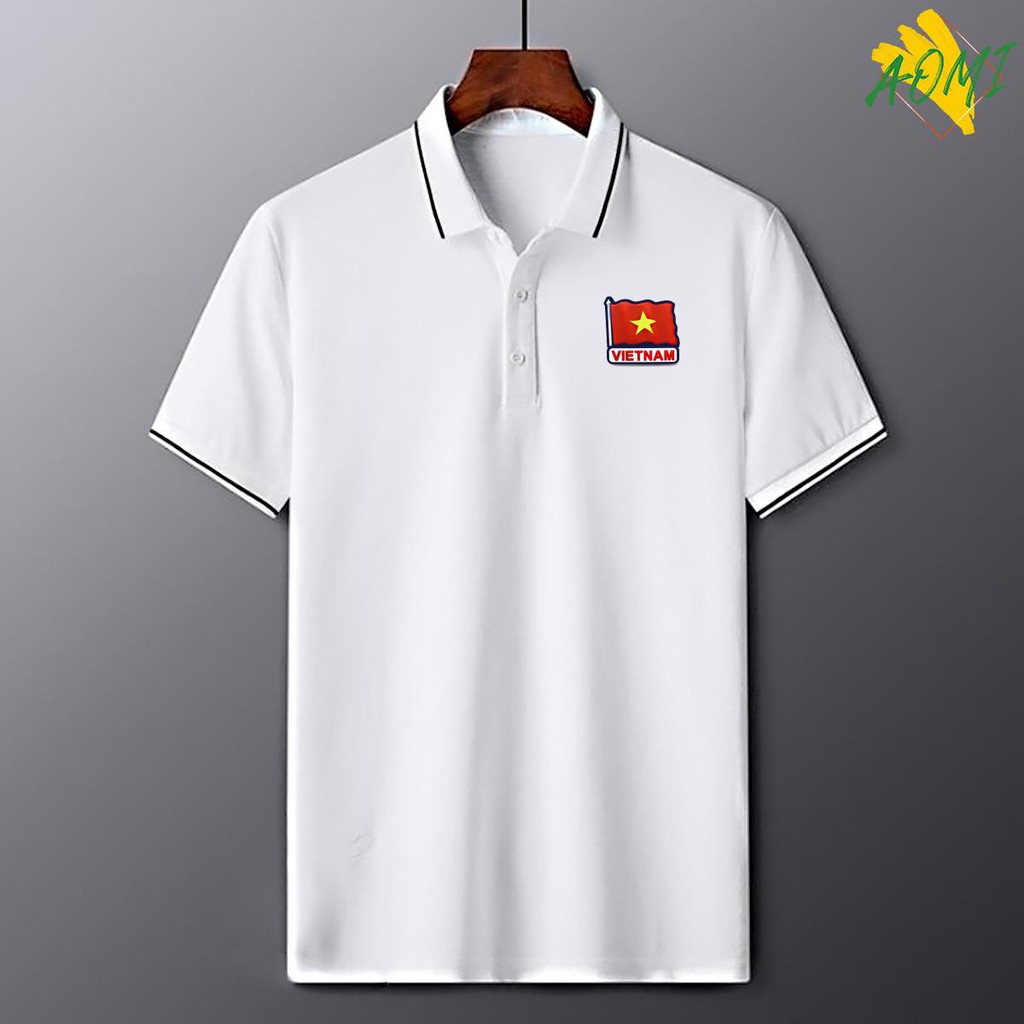 ÁO THUN POLO AOMI VIỆT NAM TỔ QUỐC RISE STAR THUN CO GIÃN 4 CHIỀU NAM NỮ