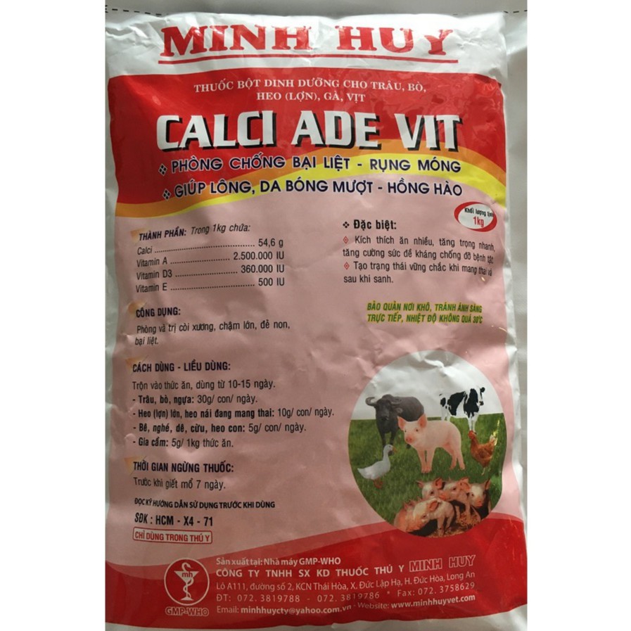 Calci ADE Vit 1Kg Bổ Sung Can Xi Vitamin ADE Da Lông Bóng Mượt Chống Còi Cọc, Bại Liệt, Yếu Chân, Rụng Móng