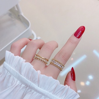 Nhẫn Hở Mạ Vàng 18k Hình Ngôi Sao Đính Đá Zircon Đơn Giản Cho Nữ