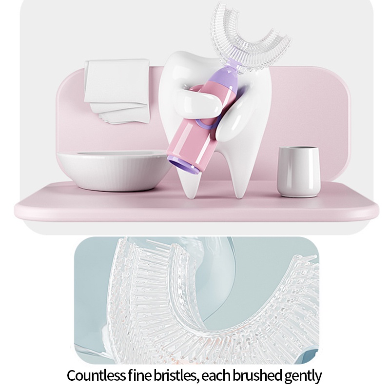 Bàn Chải Đánh Răng Hình Chữ U Bằng Silicone Dành Cho Bé 1-12 Tuổi