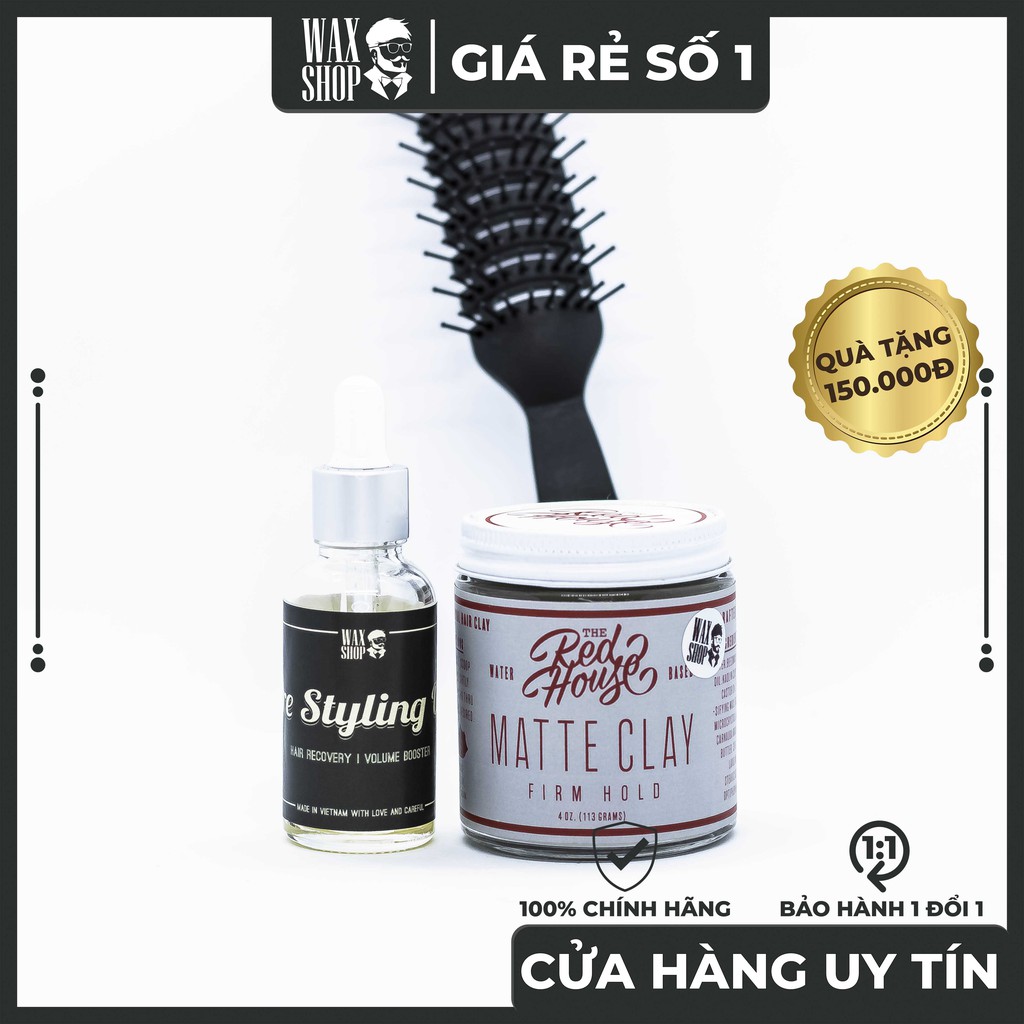 Sáp Vuốt Tóc Matte Clay - The Red House ⚡ [Chính Hãng] ⚡ Tặng Kèm Pre-Styling Oil và Lược Sấy Phồng