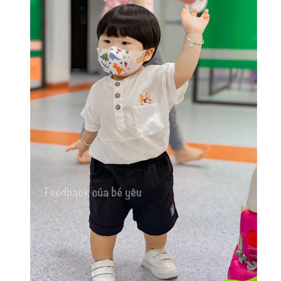 Quần đùi bé trai bé gái vải Linen Short sợi lanh tự nhiên an toàn cho bé 0-3 tuổi