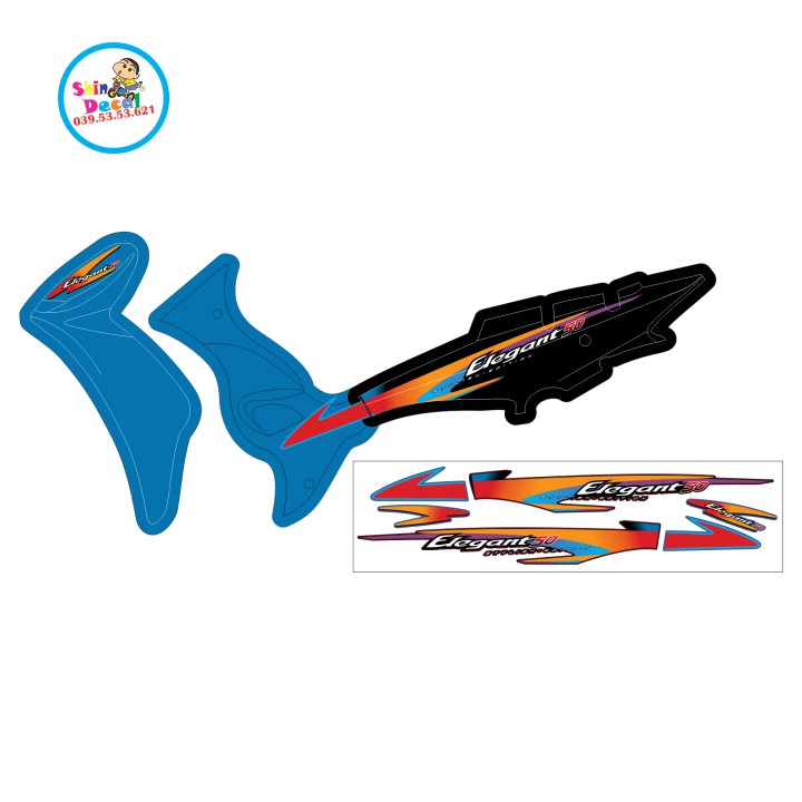 [SHIN DECAL] Tem xe elegant 50 2016 xanh đen