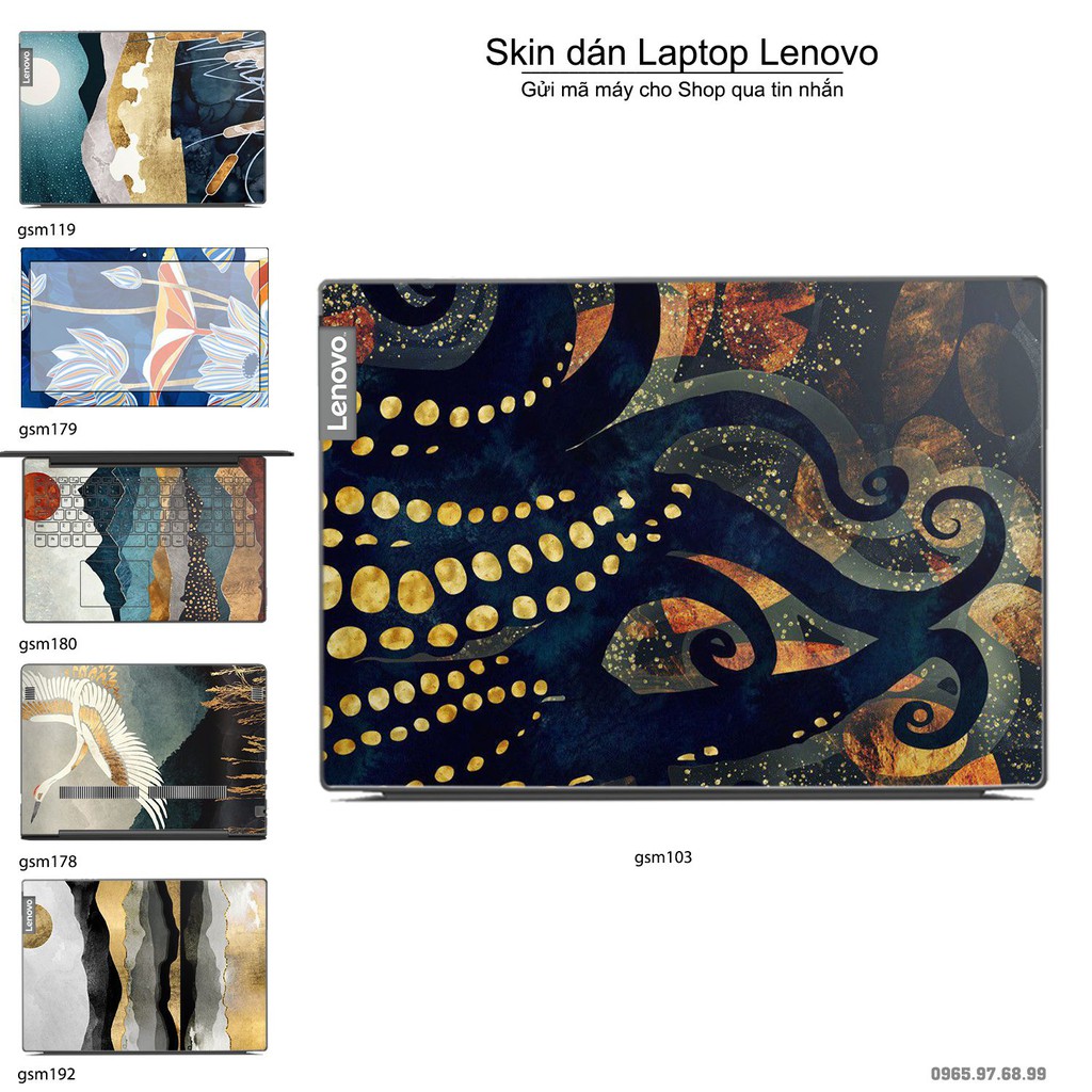 Skin dán Laptop Lenovo in hình sơn mài (inbox mã máy cho Shop)