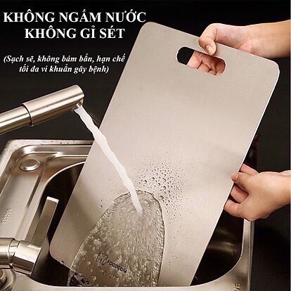 Thớt inox 304, thớt kháng khuẩn 2 mặt cao cấp, chống mốc, an toàn cho gia đình