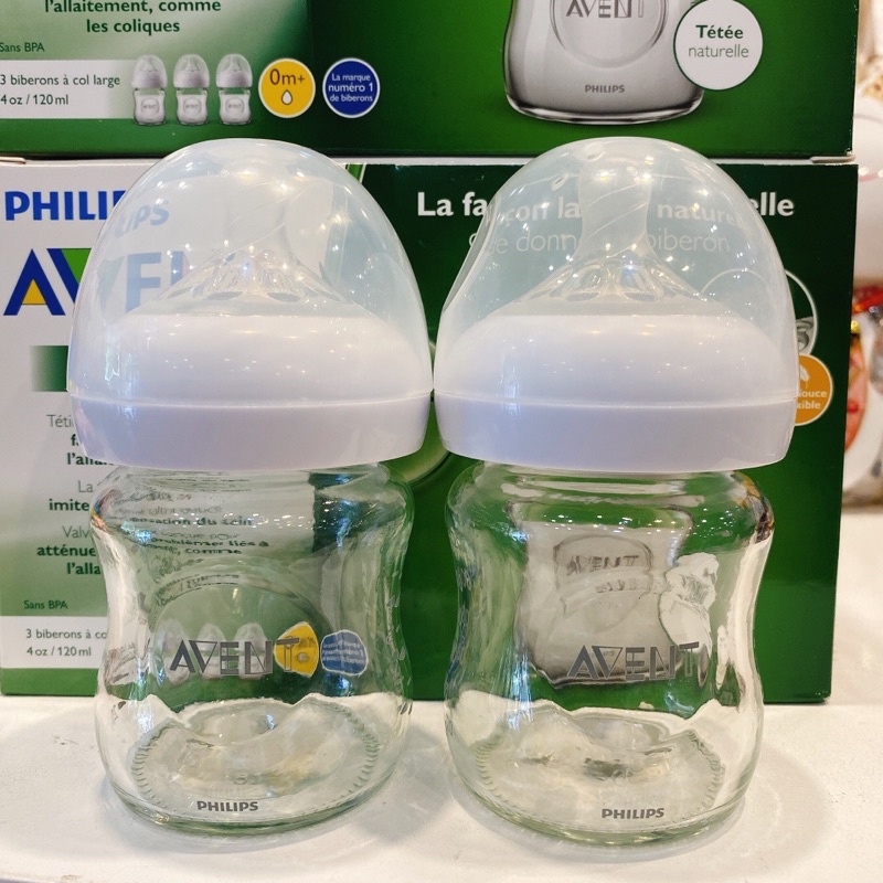 Bình sữa Avent Philip Natural thuỷ tinh Glass made in the USA-120ml