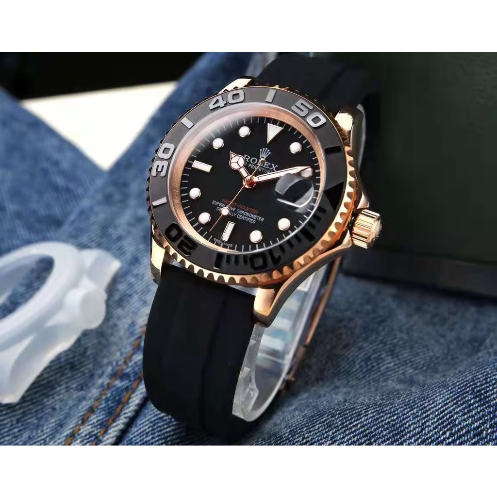 Rolex Đồng Hồ Đeo Tay Thạch Anh Tròn Bằng Thép Silica gel Chống Nước Cổ Điển Sang Trọng Cá Tính Cho Cặp Đôi Xu Hướng Thời Thượng