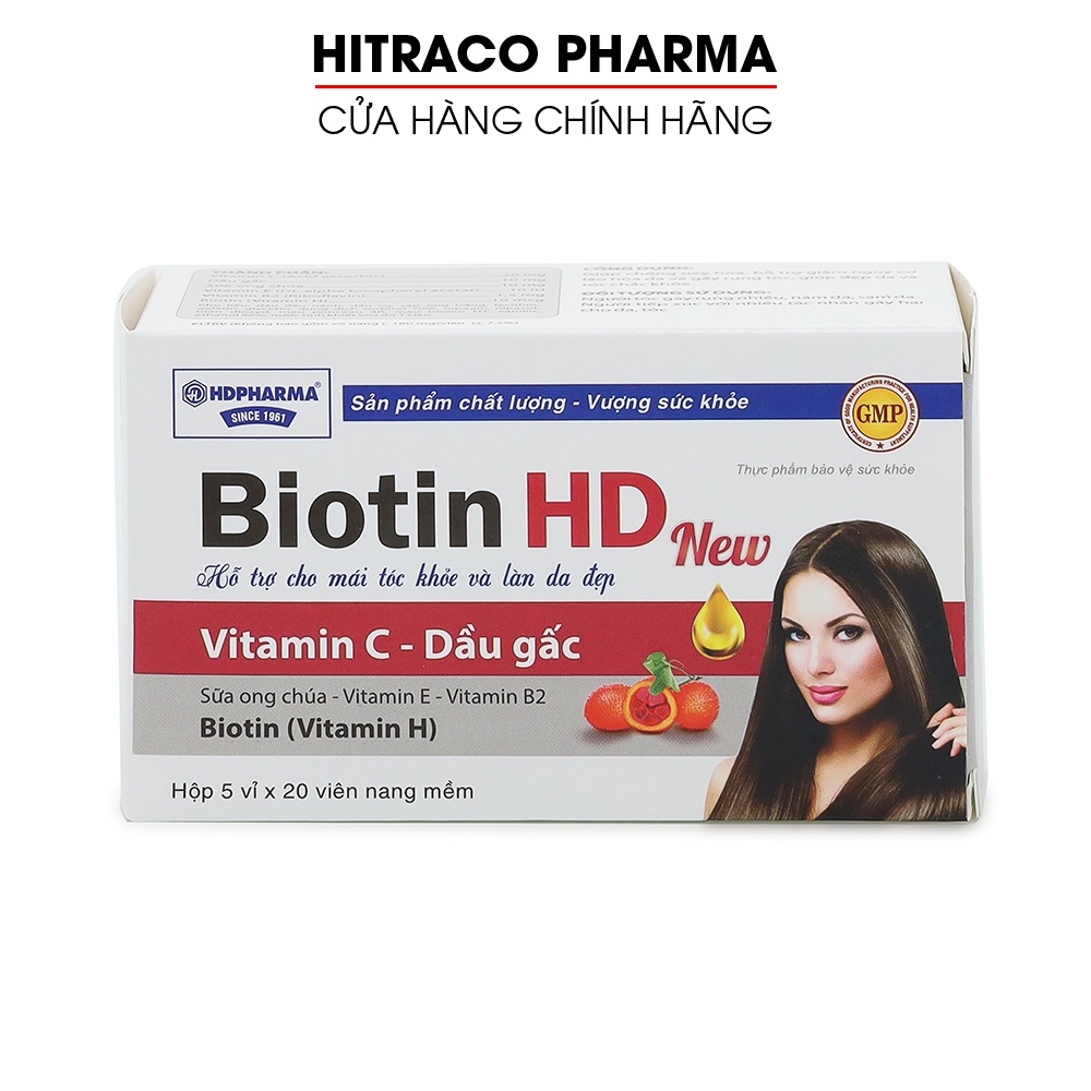 Viên uống Biotin HD cho mái tóc khỏe và làn da sáng - Hộp 100 viên [Biotin HD New]